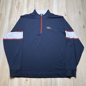 FootJoy RED TAIL GOLF CLUB 1/4 Zip Sweater Navy Blue Mens Size XL Arm Stripe